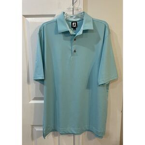 FootJoy Polo Short Sleeve Shirt Men's Sz L  Blue Design On Left Arm See Pictures
